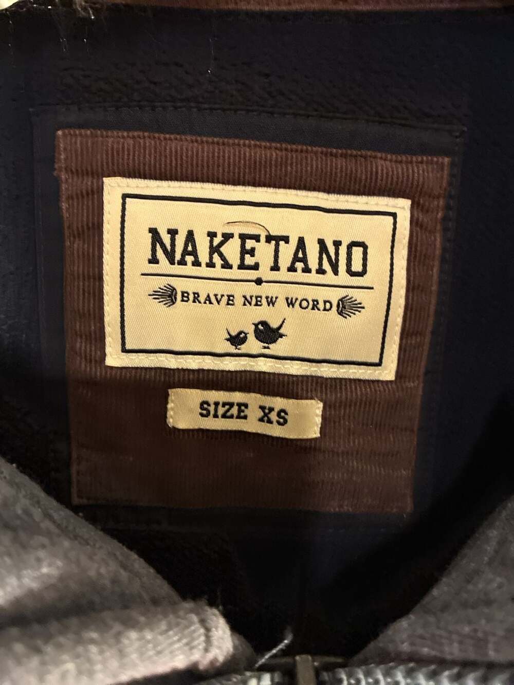 Naketano Women’s XS Blue High Collar Zip Hoodie Jacket Braided Drawstrings Germa